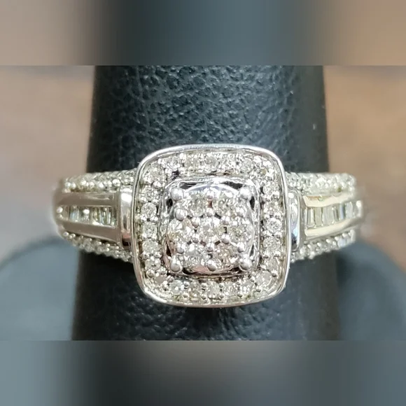 Diamond Wedding Ring Set | Size 7, 6.75 | 925 Sterling Silver | 0.51 ctw - Picture 3 of 16